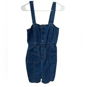 Mebon Denim Overall Mini Dress Women’s Size Large Blue